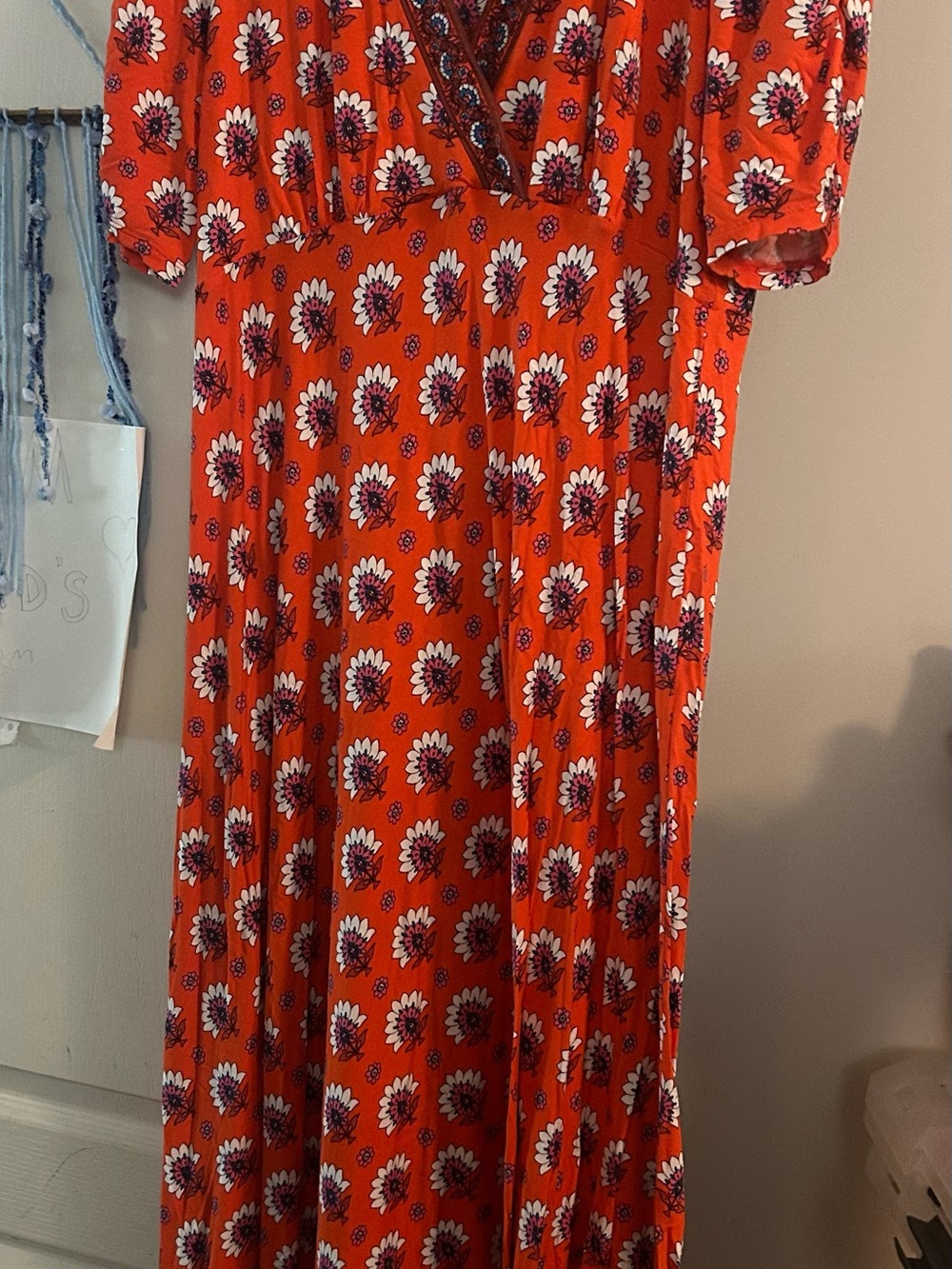 Boden Orange Floral Midi Dress
